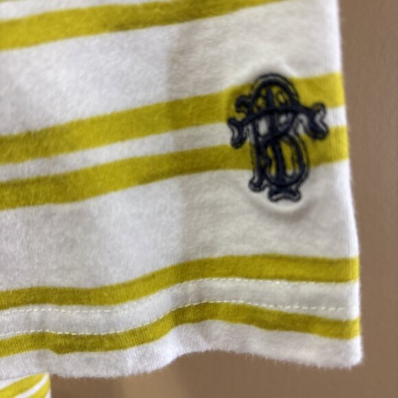 Tory Burch 100% Cotton Blue Yellow Striped Boat Neck 3/4 Sleeve Women's Large - Picture 4 of 9
